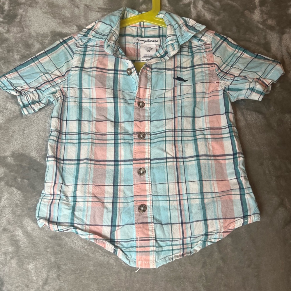 Tommy Bahama Kids Plaid Button-Down Shirt - Blue and Pink